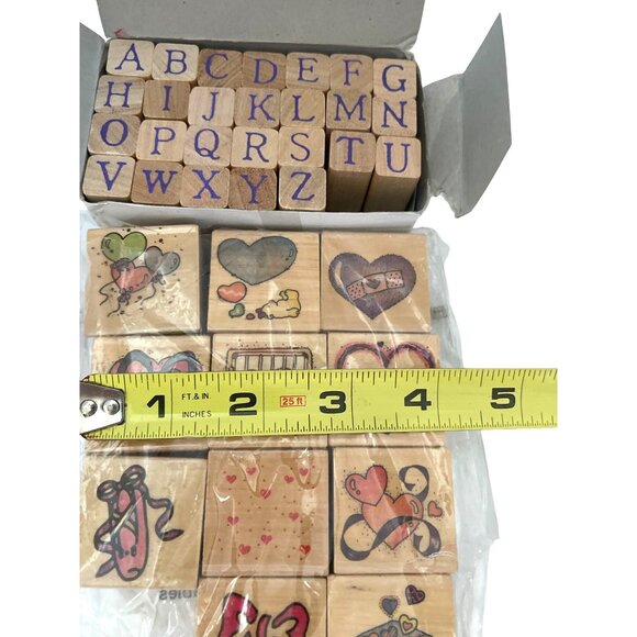 DIY 53 Craft Wooden Rubber Stamps Lot, 3 Decorative Craft Punchers Scrapbooking - Picture 10 of 11